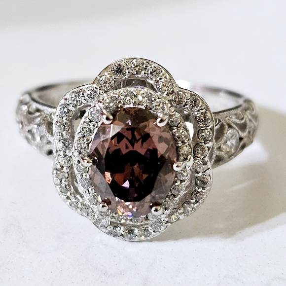Authentic Tacori Blush Diamonique Ring Platinum Over Sterling Silver Sz 8! - Picture 4 of 13